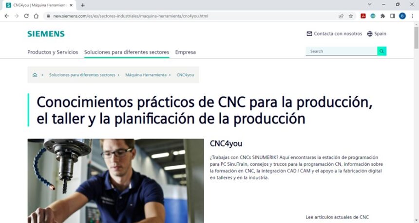 Siemens lanza la página web CNC4you con conocimientos prácticos de CNC en español
